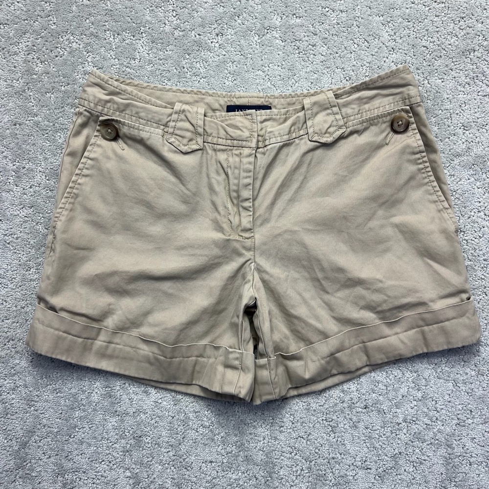 Lands End Shorts Womens Size 6‎ Tan Khaki Chino Cotton Casual Preppy Everyday